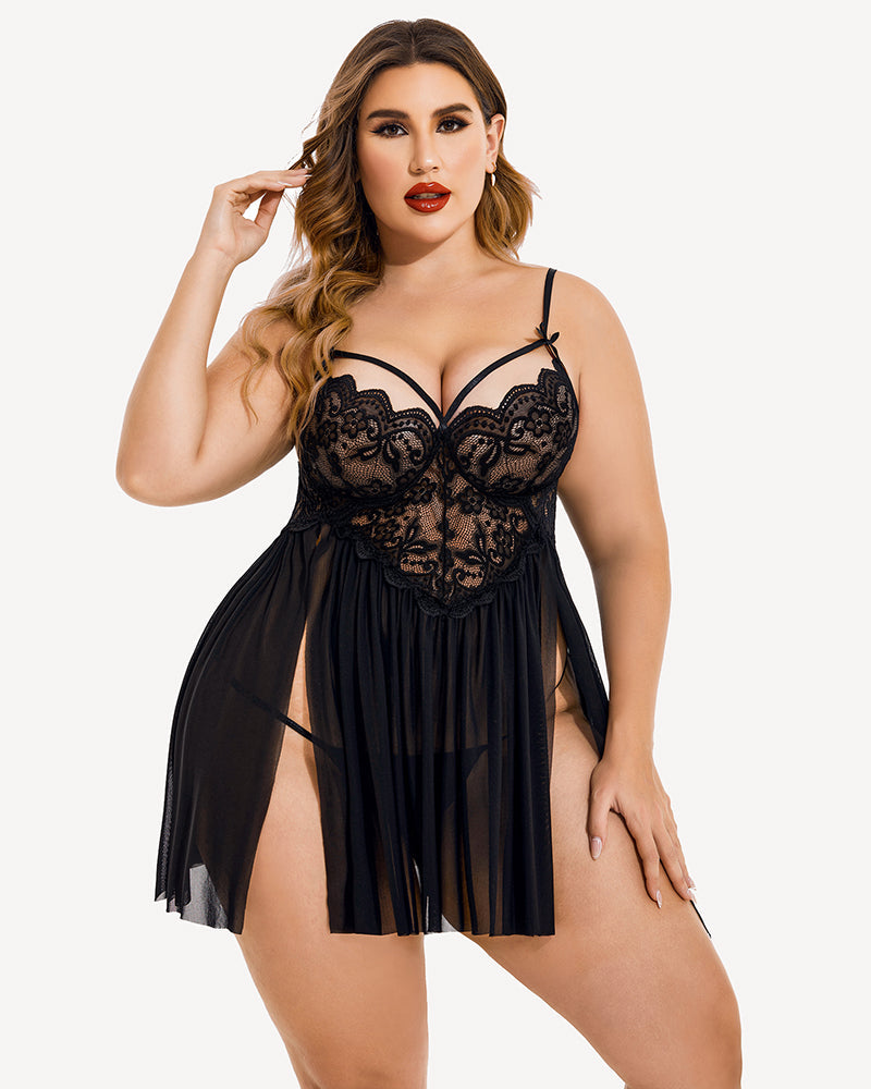 Chic Plus Size V-Neck Babydolls with Flattering Mesh Side Slits