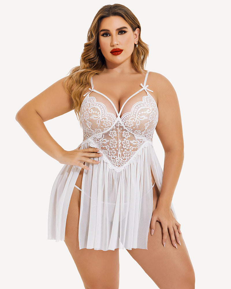 Chic Plus Size V-Neck Babydolls with Flattering Mesh Side Slits