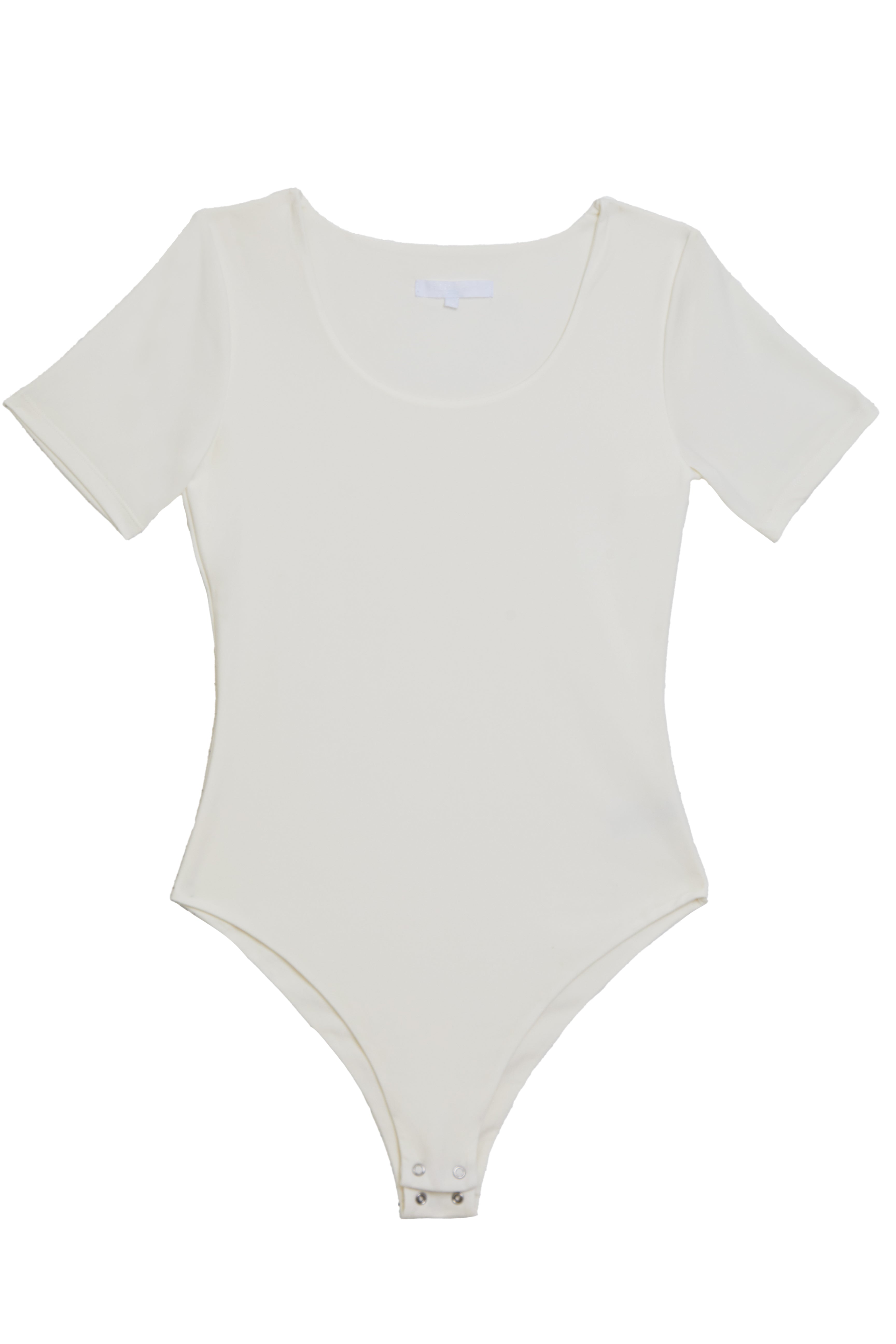 Chic Coconut 'Megan' Bodysuit with Scoop Neck and Short Sleeves