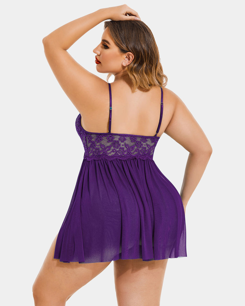 Chic Plus Size V-Neck Babydolls with Flattering Mesh Side Slits
