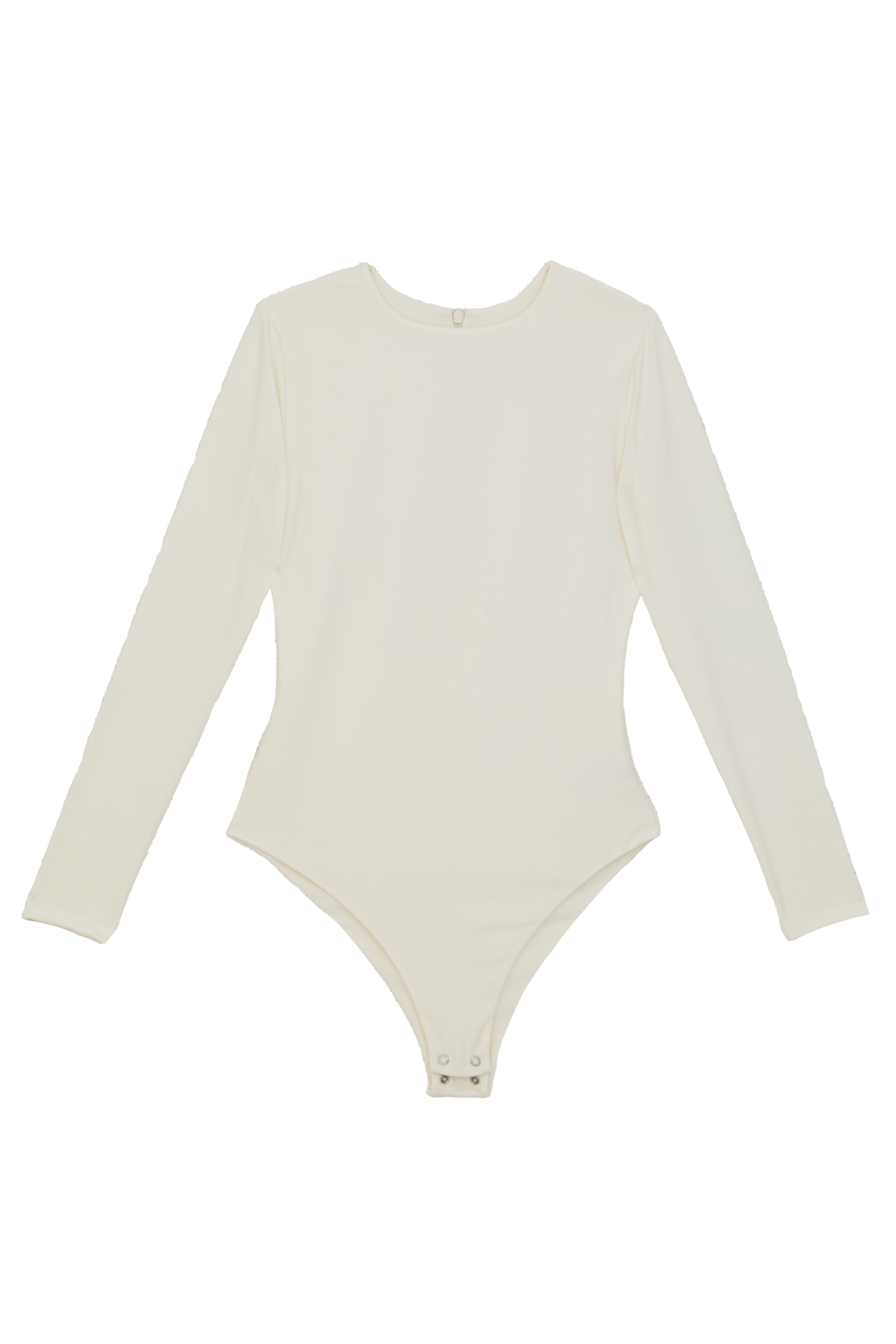 Chic Long Sleeve Crew Neck 'Yas' Bodysuit in Coconut Delight