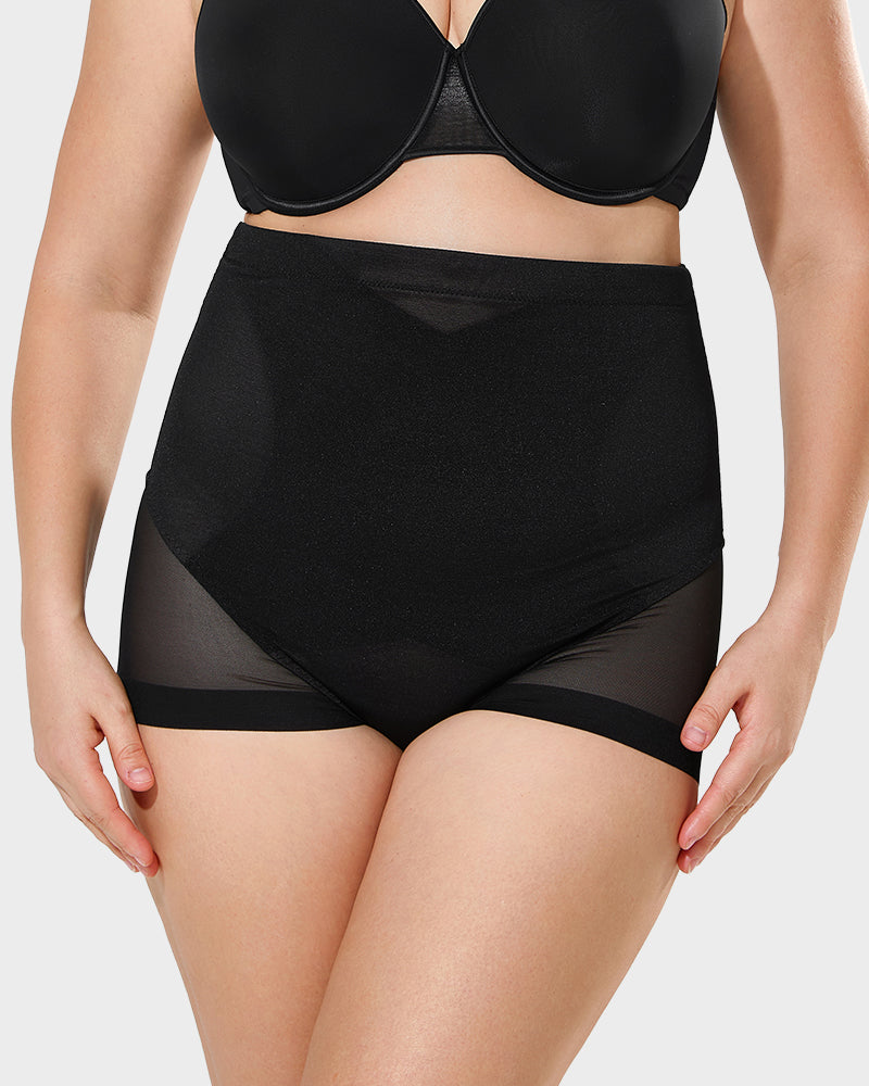 Elegant High Waist Mesh Shaping Briefs for a Flattering Silhouette
