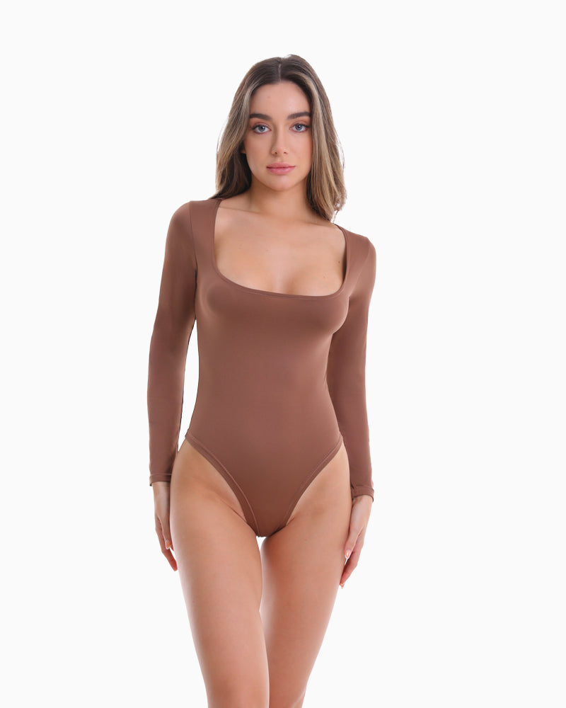 Chic Long Sleeve Thong Bodysuit for Effortless Style